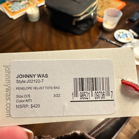 Johnny Was Penelope Velvet Tote Bag - Picture 2 of 5